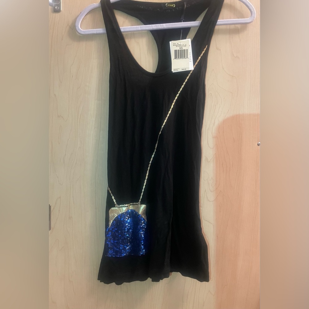 Guess tank  top with sequin crossbody bag design !